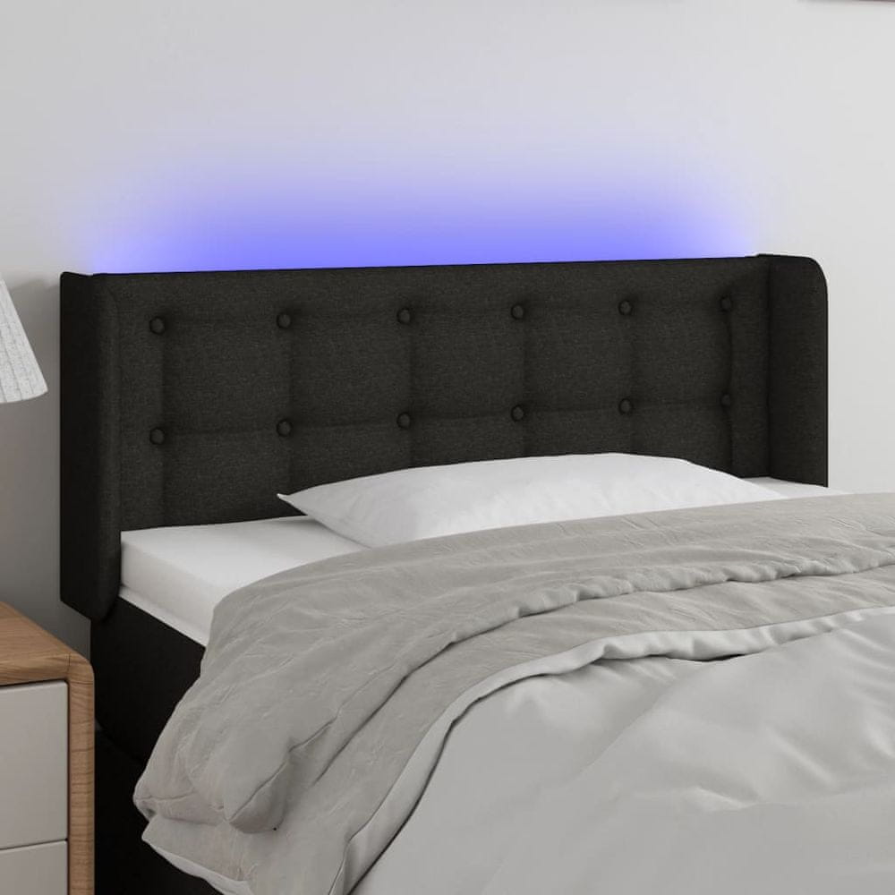 Vidaxl Čelo postele s LED čierne 83x16x78/88 cm látka